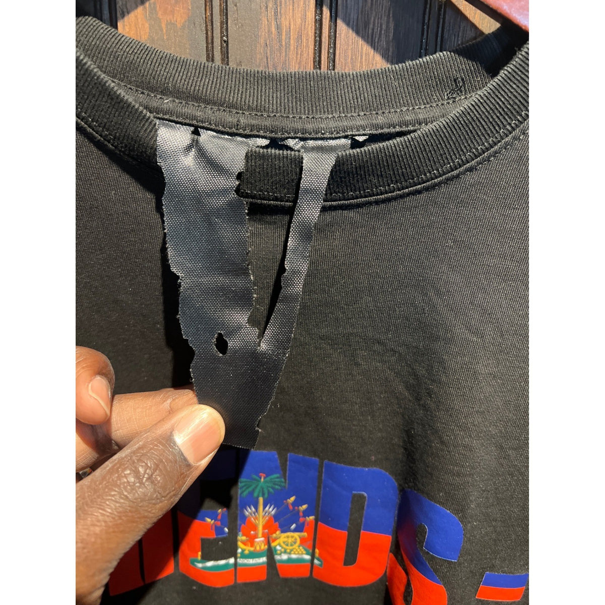 Vlone Haiti Relief Friends Graphic T-Shirt Black Short Sleeve Streetwear Tee