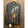 Mens Black Fantasy Dragon Graphic Long Sleeve Shirt Crew Neck Tee 21x28