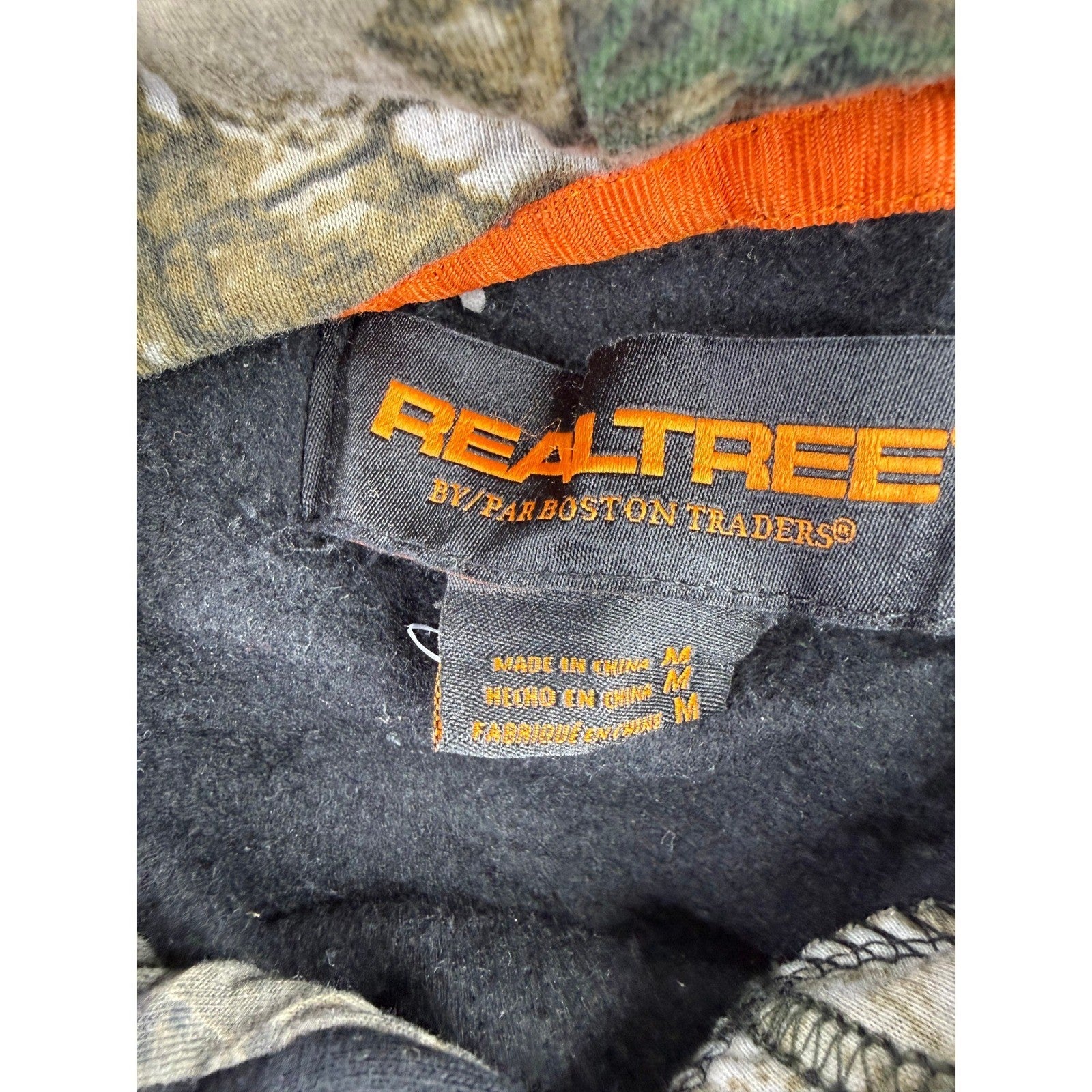 Realtree Mens Black Camo Logo Pullover Hoodie Sweatshirt Size Medium Hunting