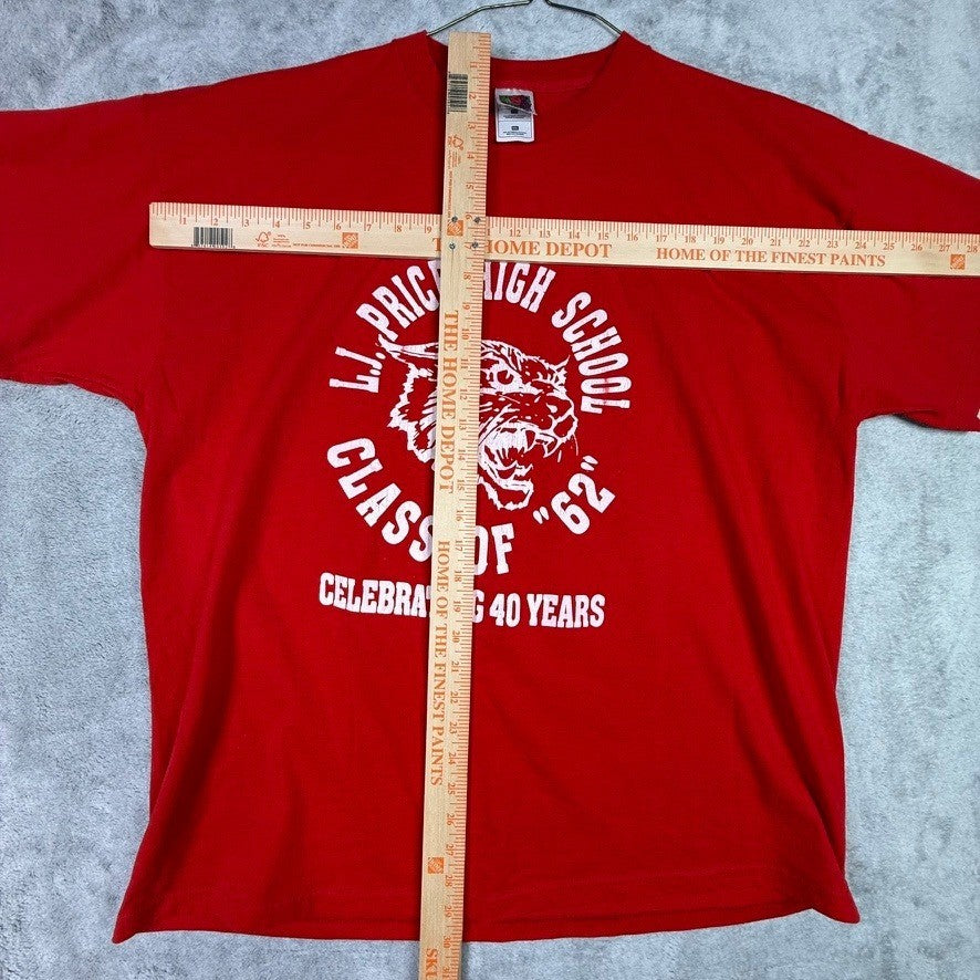 Vintage L.J. Price High School Class of 62 40th Anniversary Red T Shirt XXL