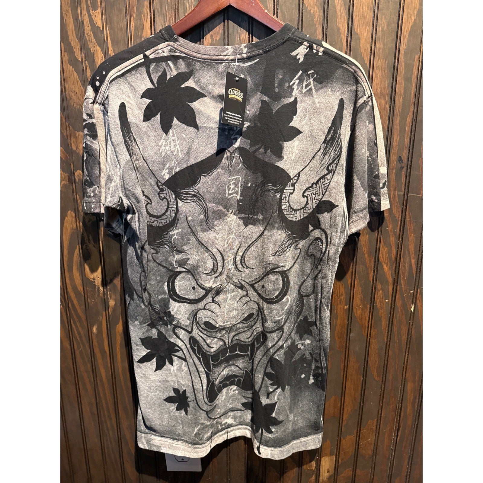 Xtreme Couture Affliction Mens Hannya Mask Skull Graphic T-Shirt Gray Black L