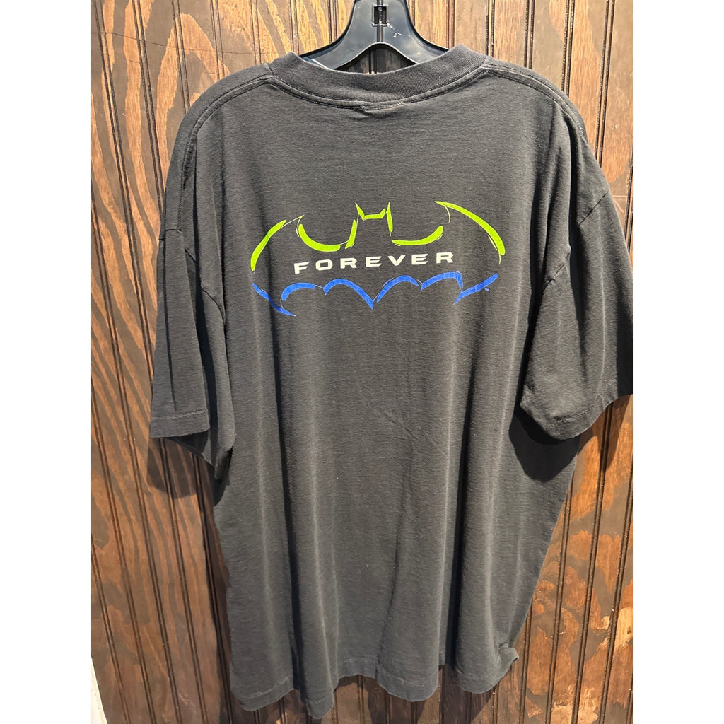 Vintage 1995 Batman Forever Embroidered Movie Promo T-Shirt Black Mens 2XL 26x32
