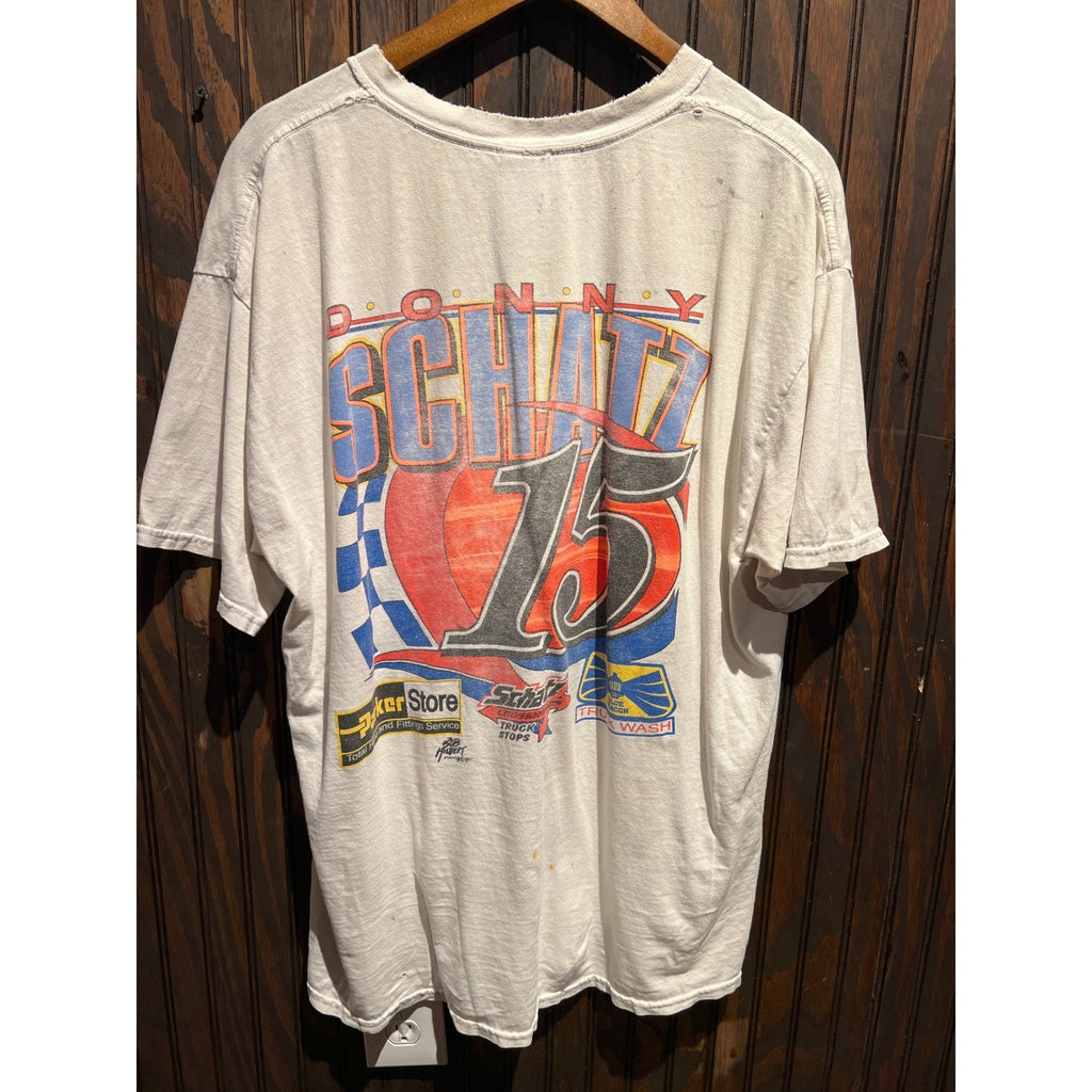Vintage Donny Schatz Sprint Car Racing T-Shirt White North Dakota Single Stitch
