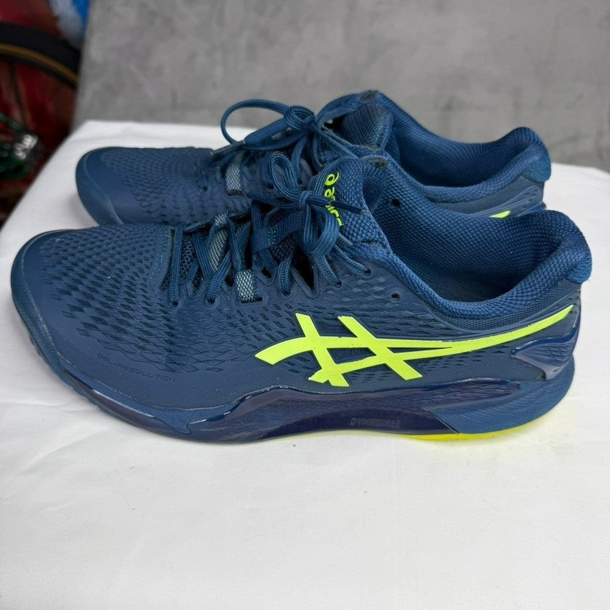 Asics Gel Resolution  Men's Tennis Shoes Navy Yellow Wide Size 8.5