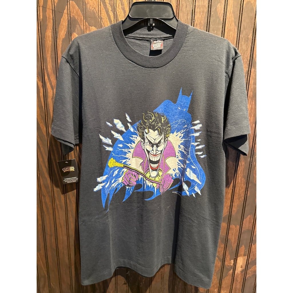 Vintage 1989 Joker Batman DC Comics T Shirt Screen Stars Best Black Mens L 80s