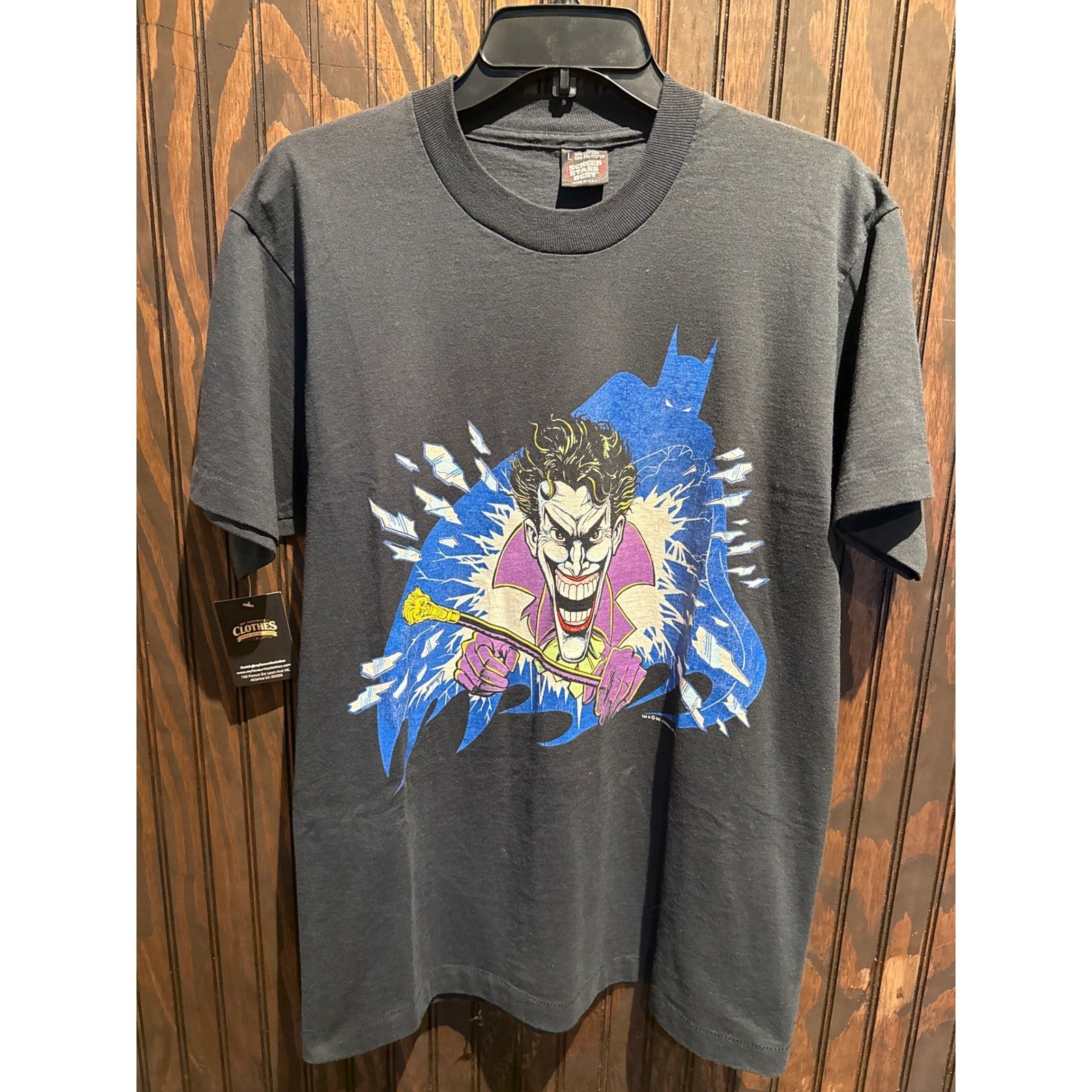 Vintage 1989 Joker Batman DC Comics T Shirt Screen Stars Best Black Mens L 80s