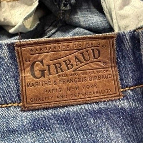 Girbaud Jeans Mens 38x30 Relaxed Fit Carpenter Cargo Denim Pants Yellow Logo