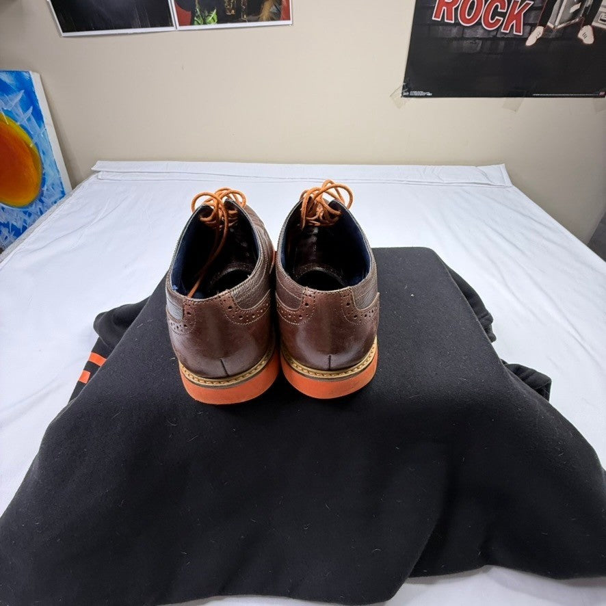 Cole Haan Wingtip Oxfords Mens Brown Leather Lace Up Dress Shoes