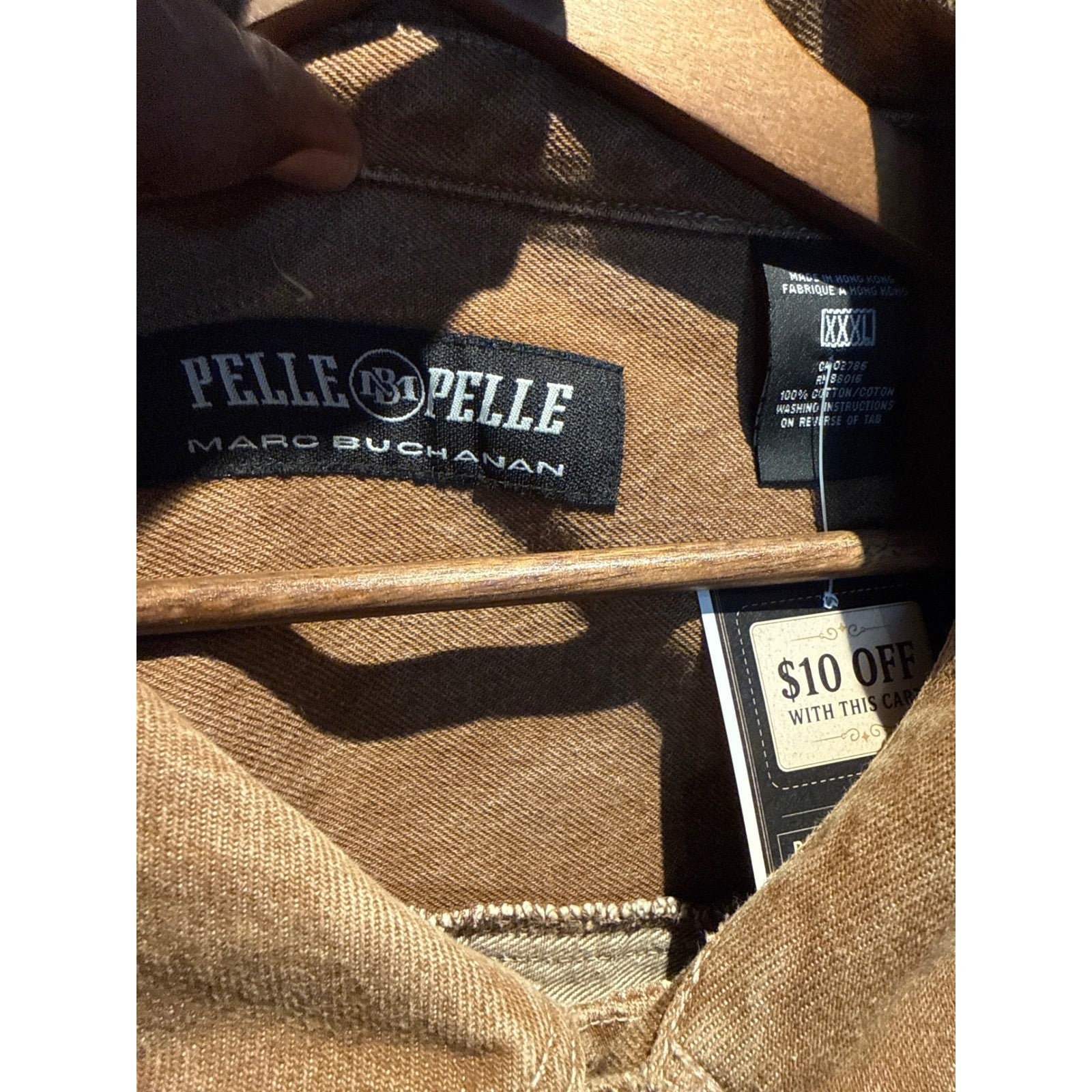 Pelle Pelle Marc Buchanan Vintage Brown Denim Jacket Braided Leather Trim XL-3XL