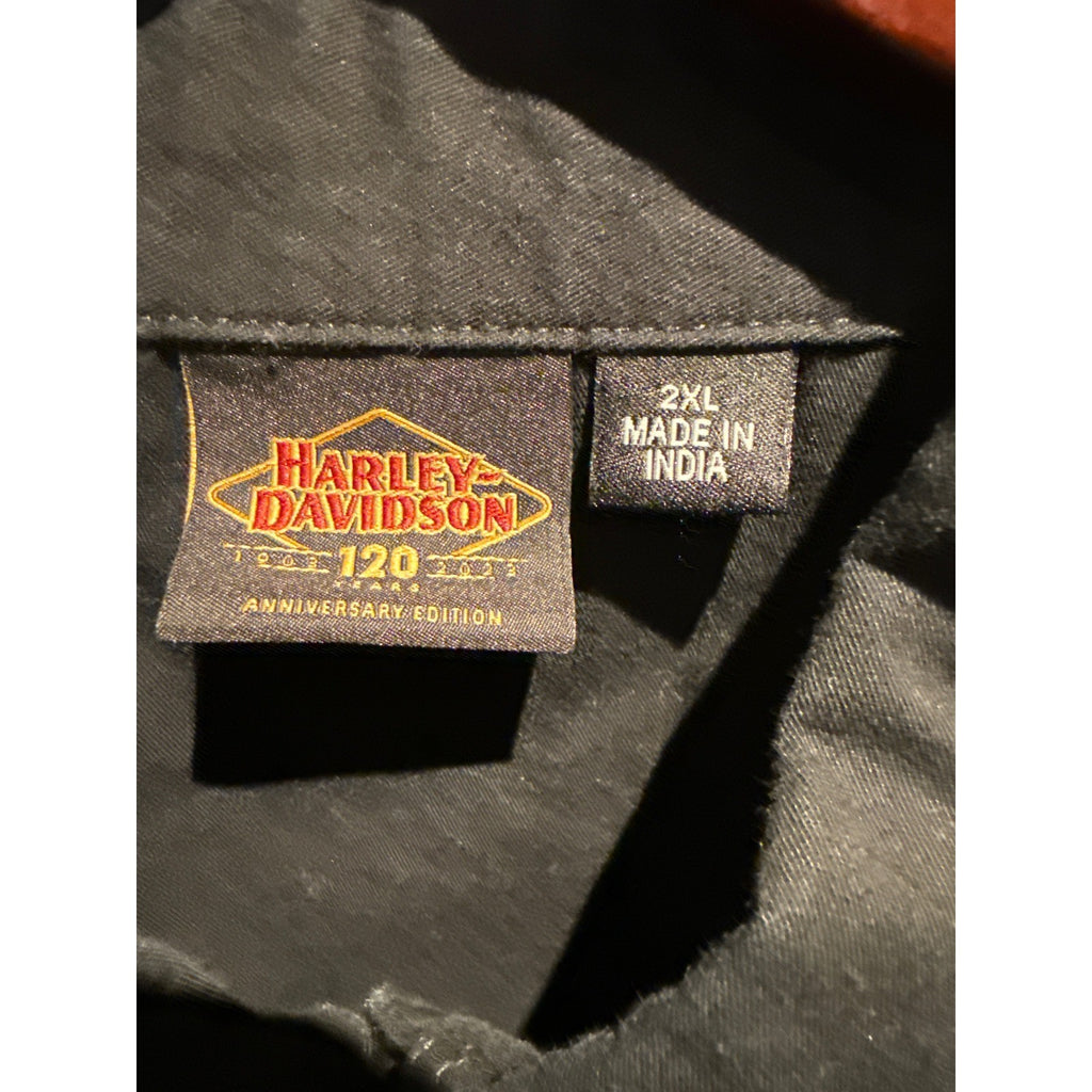 Harley Davidson Mens Black Short Sleeve Button Down Biker Shirt 3XL 27x32