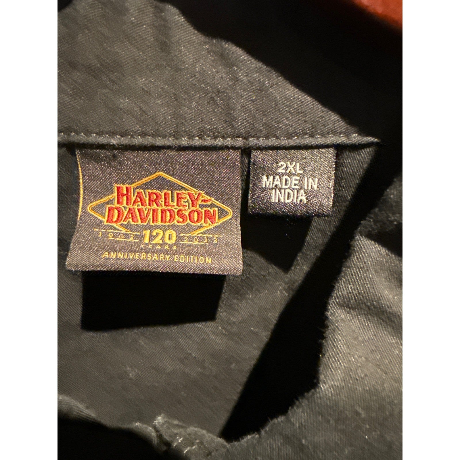 Harley Davidson Mens Black Short Sleeve Button Down Biker Shirt 3XL 27x32