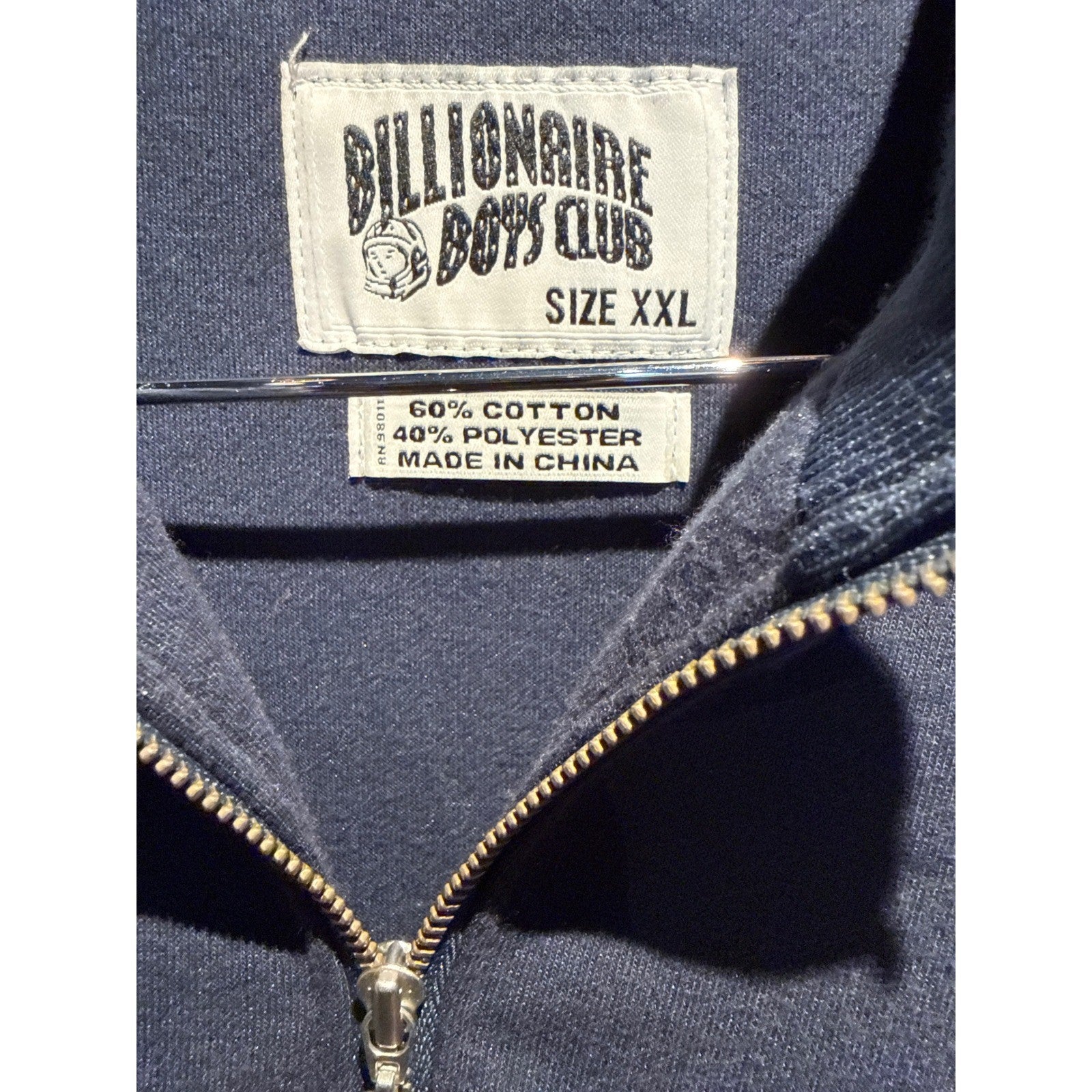 Billionaire Boys Club BBC Quarter Zip Sweatshirt Navy Blue XXL Embroidered Logo