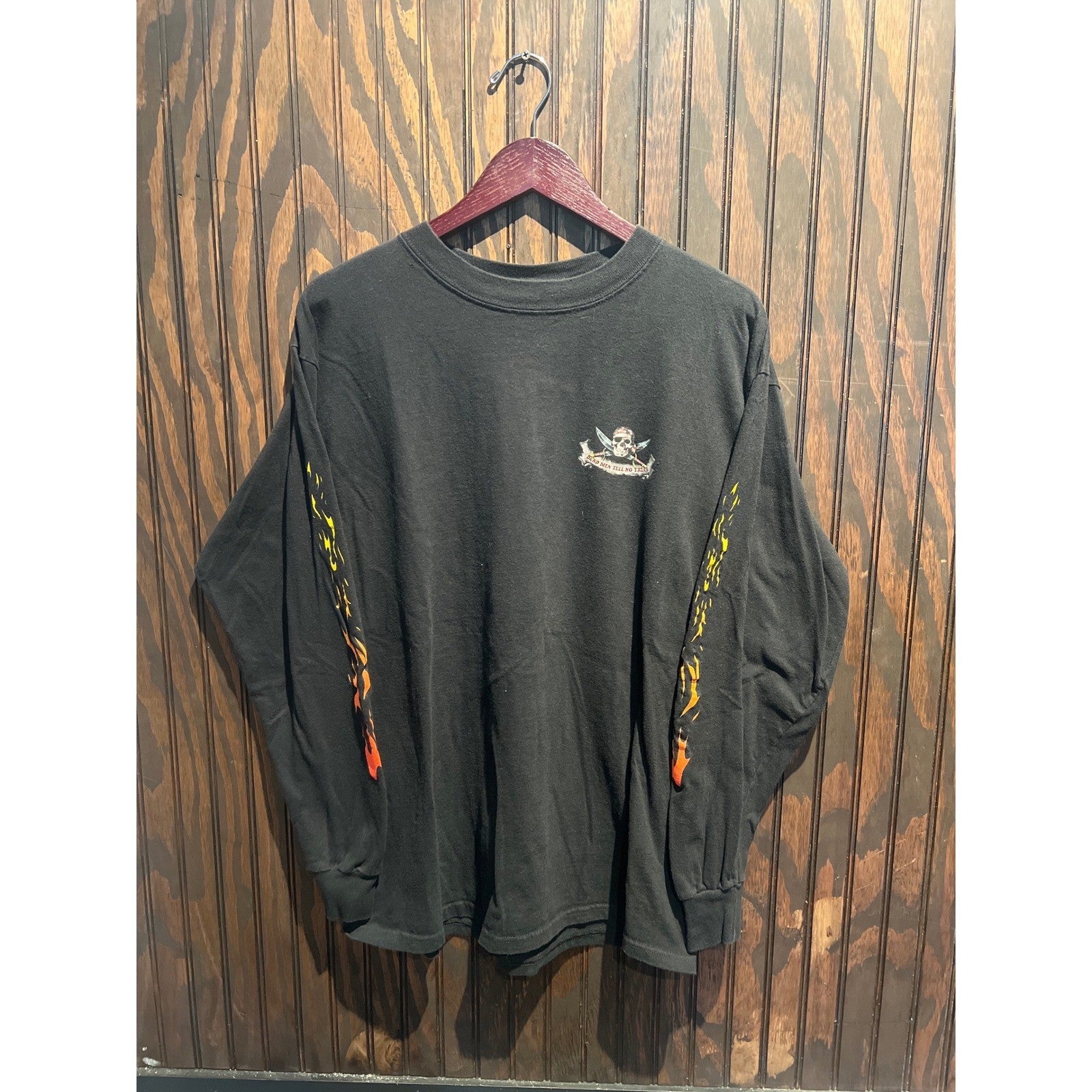Disney Pirates of the Caribbean Dead Men Tell No Tales Flame Sleeve Shirt Black