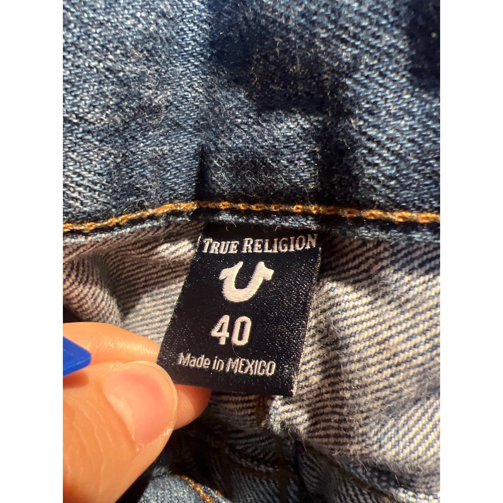 True Religion Ricky Straight Leg Jeans Mens 40x31 Medium Wash Distressed Blue