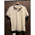 Burberry London Mens Polo Shirt Beige Nova Check Trim Equestrian Knight Logo L
