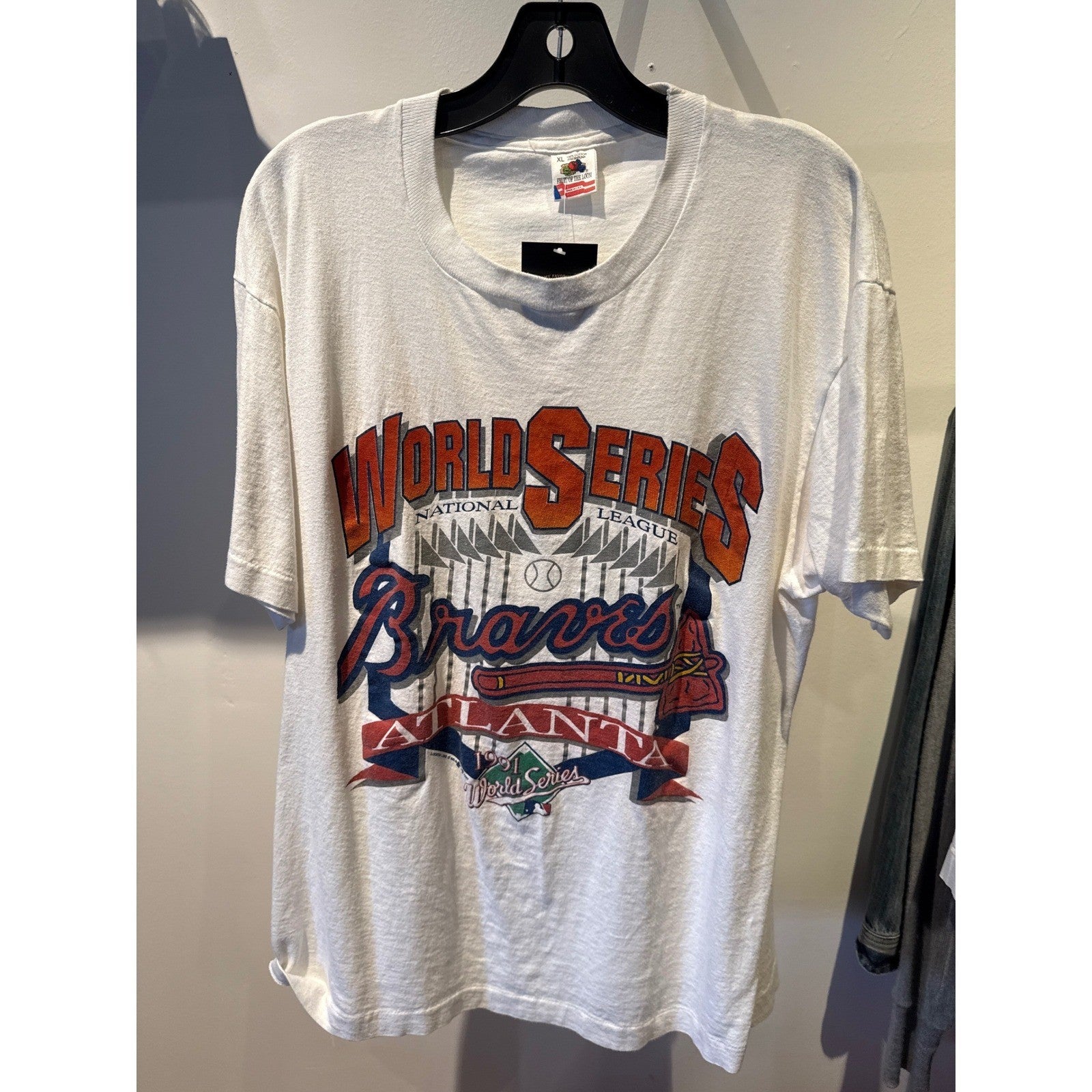 Vintage 1991 Atlanta Braves World Series T-Shirt Fruit of the Loom White XL 90s