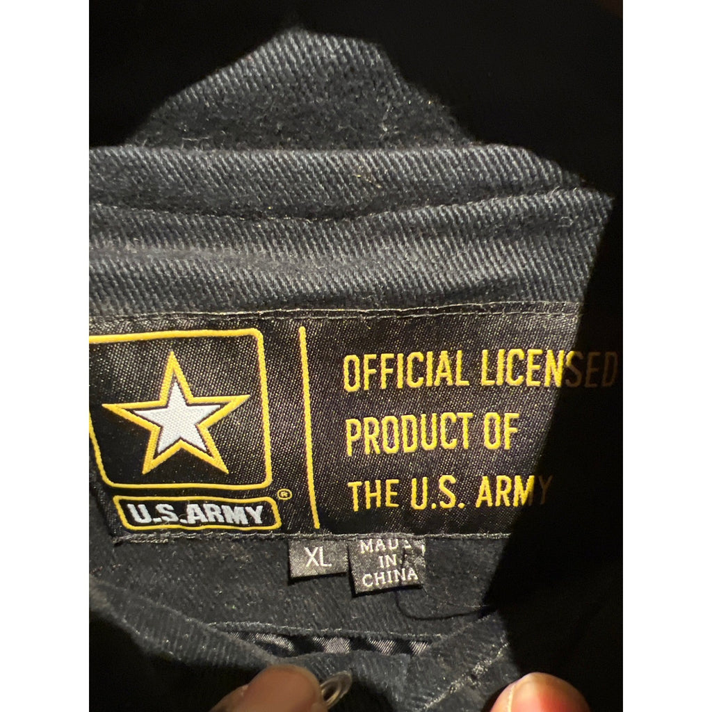 US Army Strong Bomber Jacket Black Digital Camo Varsity Military Canvas XL