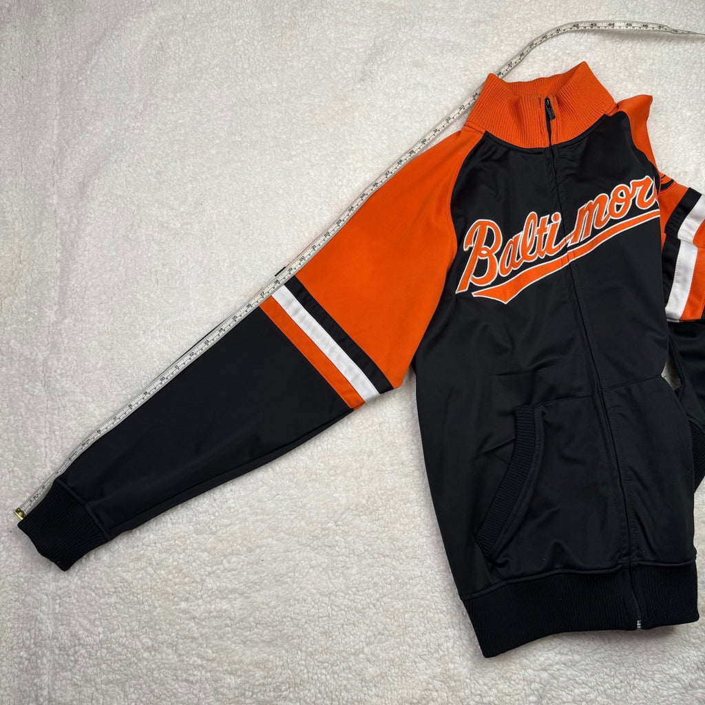 Baltimore Orioles Baseball Jacket Orange Black Full Zip Embroidered Logo Size L
