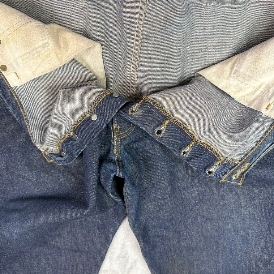 Levi Strauss 501 Jeans Mens 44x32 Dark Wash Straight Leg Button Fly Denim
