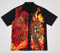 Dragon Fire Flame Art Short Sleeve Button Up Shirt Mens Size XL Black Red