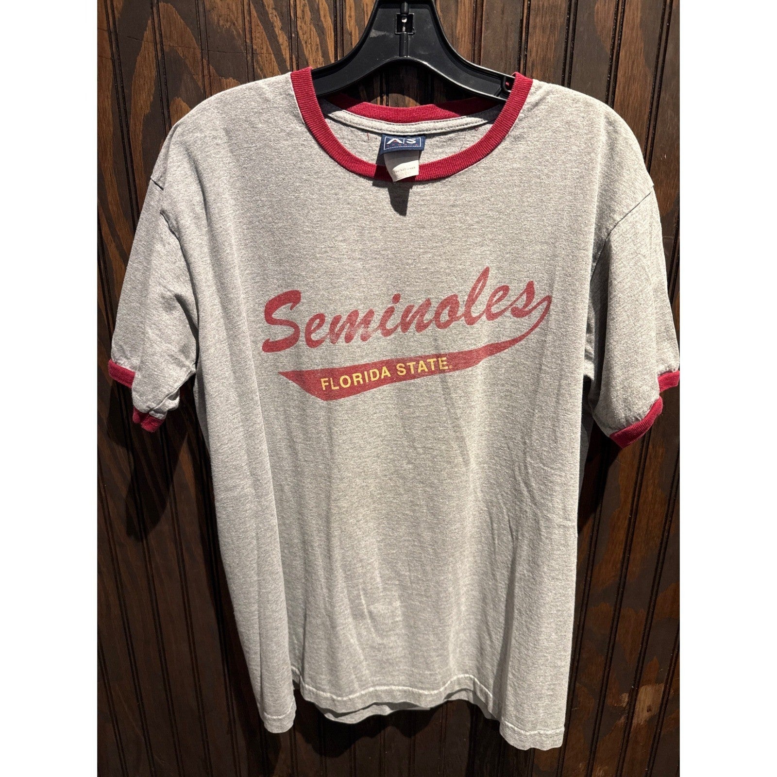 Vintage Florida State Seminoles Ringer T-Shirt Mens Gray Red AIS FSU Tee 22x28