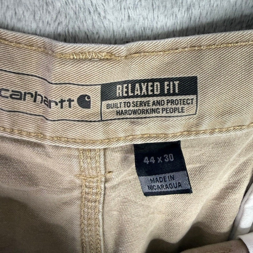 Mens Khaki Work Pants Relaxed Fit Straight Leg Casual Trousers Size 44x30