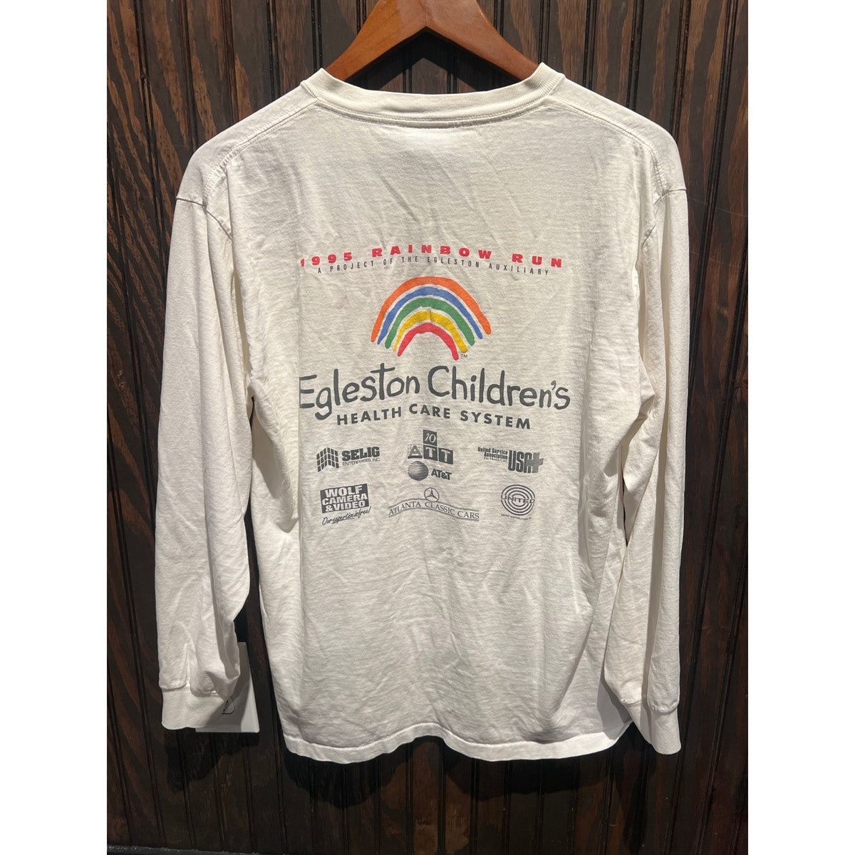 Vintage 1995 All Sport Rainbow Run Distressed Long Sleeve T-Shirt White 19x17