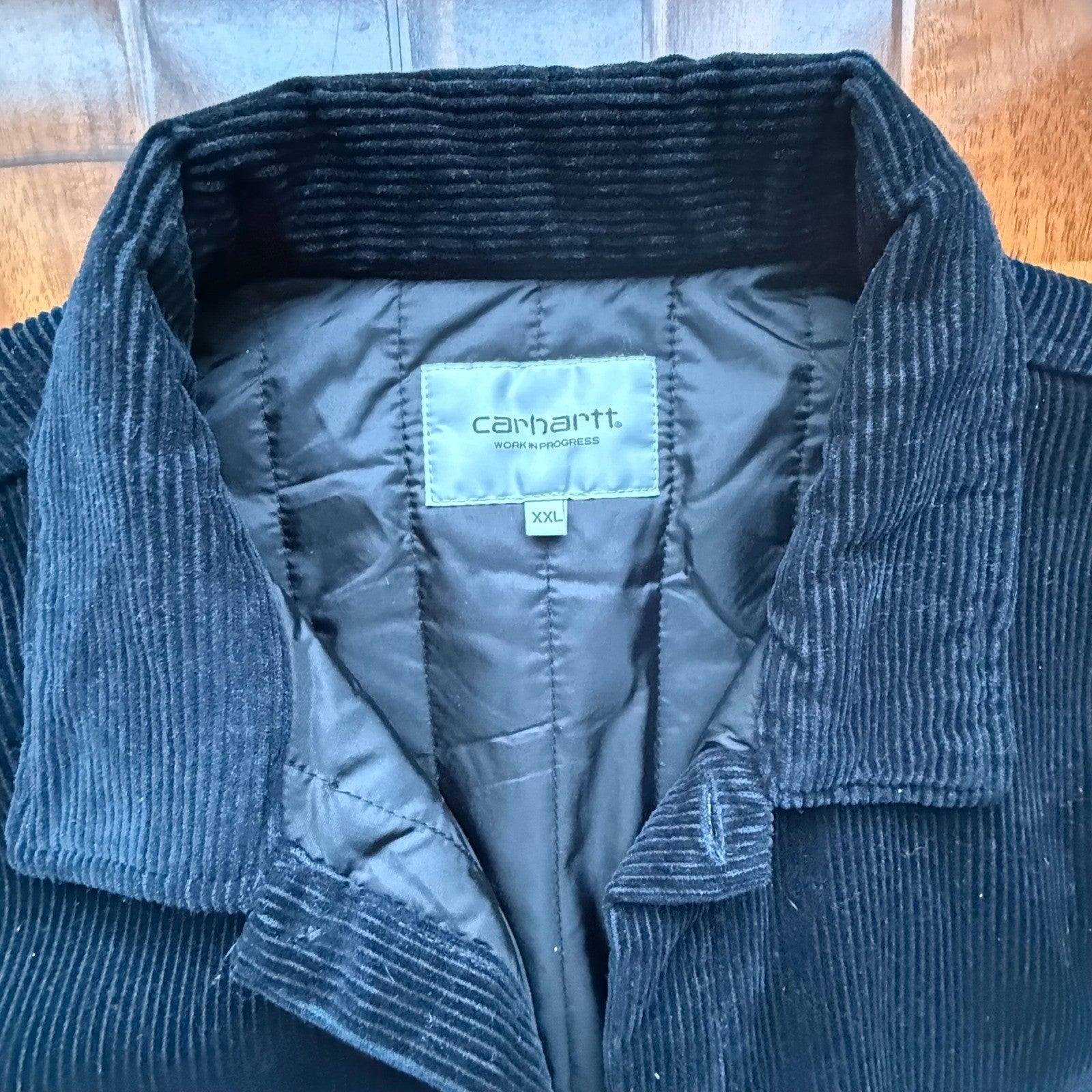 CARHARTT WIP CORDUROY MICHIGAN COAT WINTER Navy Corduroy Quilted Jacket XXL