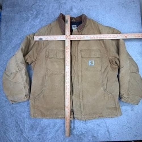 Carhartt Mens Tan Quilted Lined Canvas Work Jacket Barn Coat