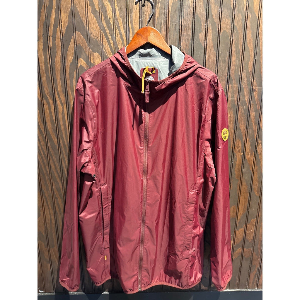 Timberland Mens Hooded Windbreaker Jacket Burgundy Maroon Full Zip Lightweight L