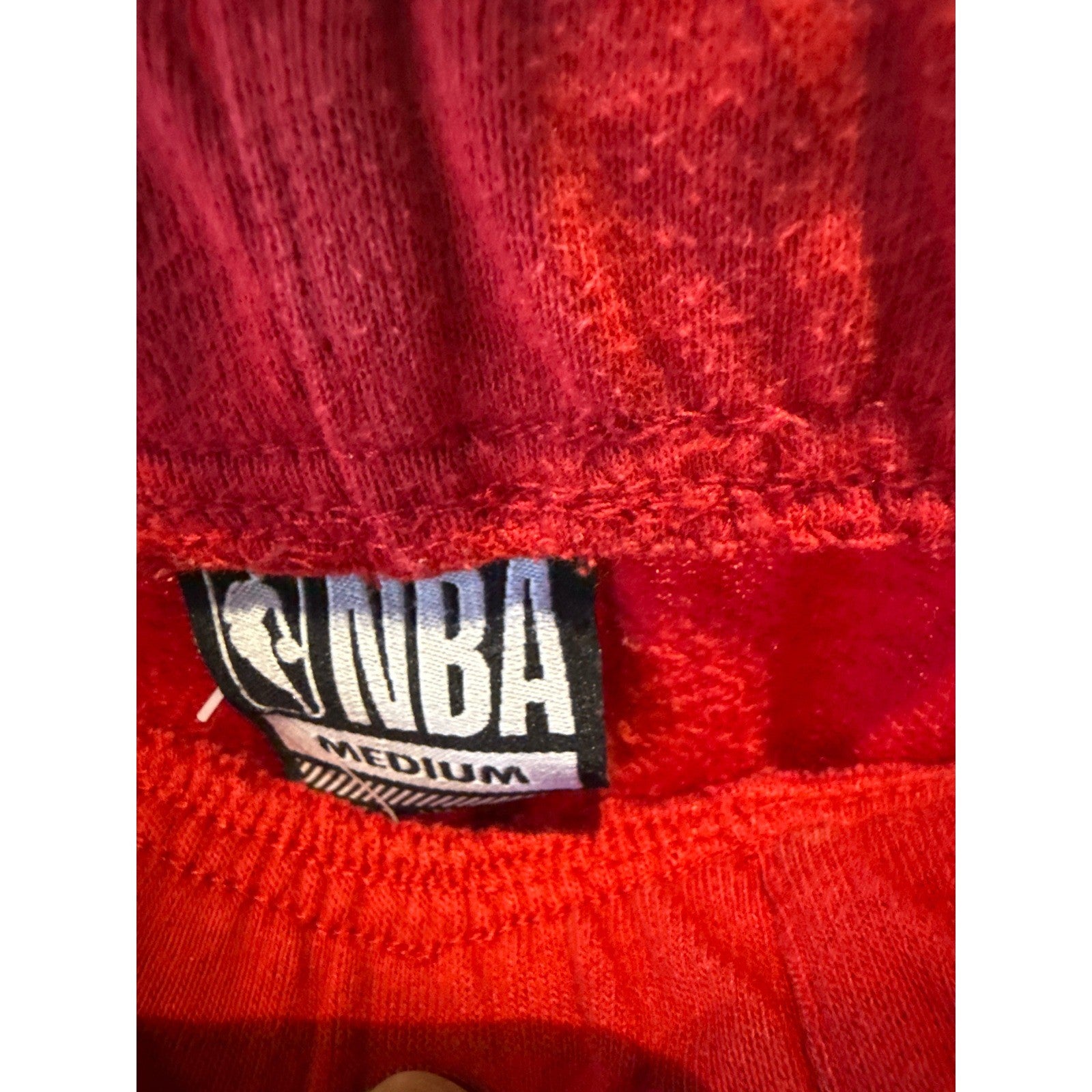NBA Mens Fleece Sweat Short Red Basketball Graphic Raw Hem Elastic Waist Pockets
