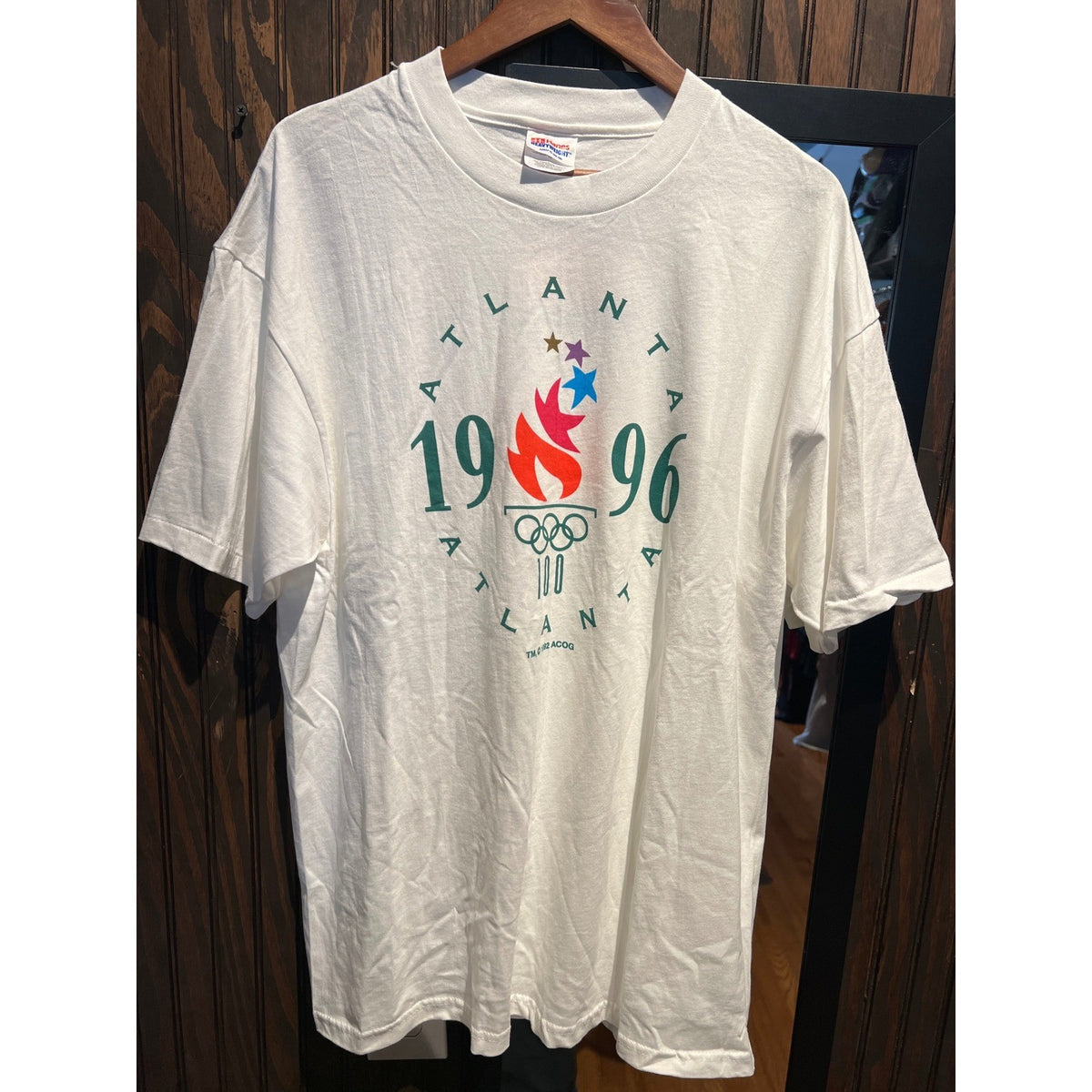 Vintage 1996 Atlanta Olympics Hanes Heavyweight T-Shirt White XL 24x32 Single St