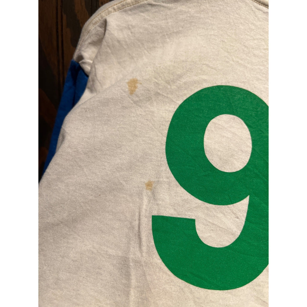 Vintage Short Line Est 1922 Graphic T-Shirt Cream Blue Single Stitch Large