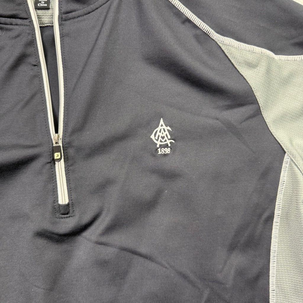 FootJoy FJ Mens Large Quarter Zip Golf Pullover Jacket Black Gray Performance
