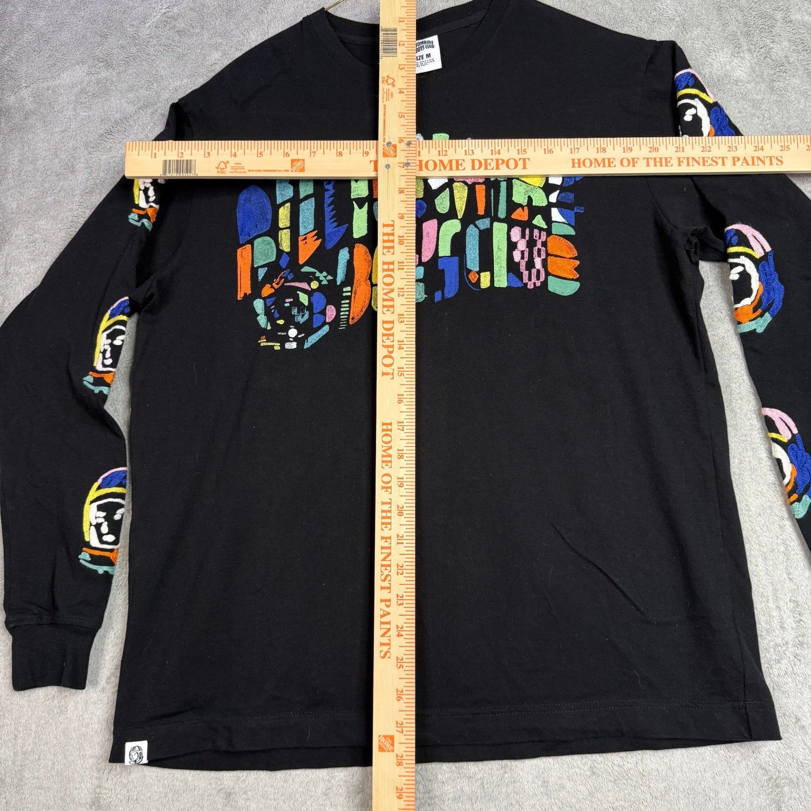 BILLIONAIRE BOYS CLUB Mens Astronaut Graphic Long Sleeve T Shirt Black Size M