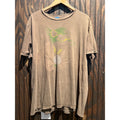 Star Wars Yoda Graphic Tee Brown Acid Wash Distressed Short Sleeve Shirt XL