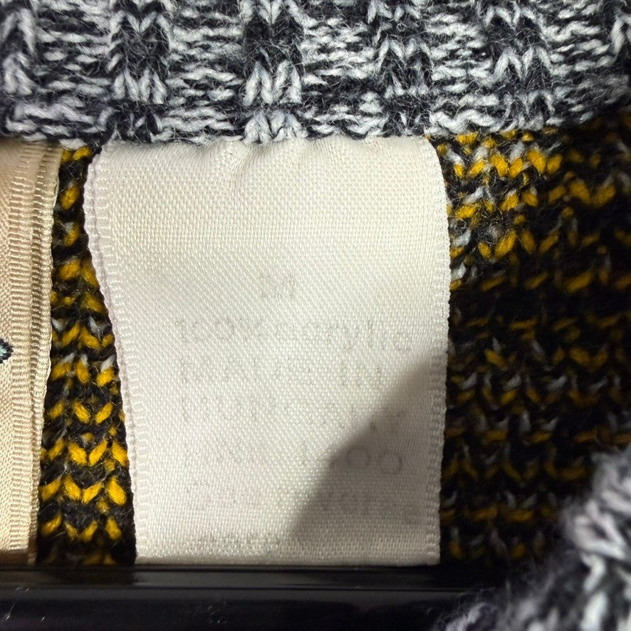 Diner Sportswear Mens Geometric Pattern Knit Sweater Gray Yellow Black Size M