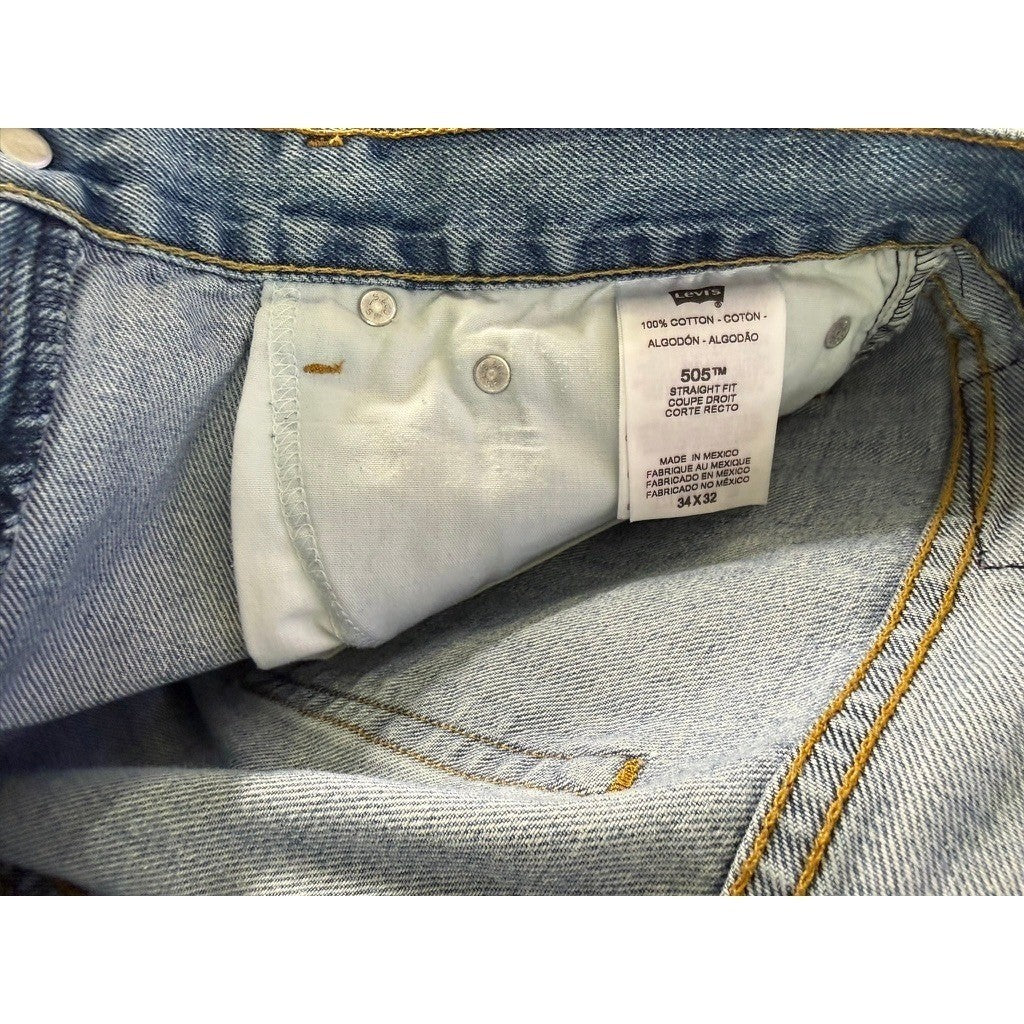 Levi's 505 Mens Jeans Light Wash Straight Fit Size 34x32 Denim Pants