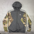 Adidas Originals Camo Colorblock Windbreaker Jacket Mens Medium Grey Hooded