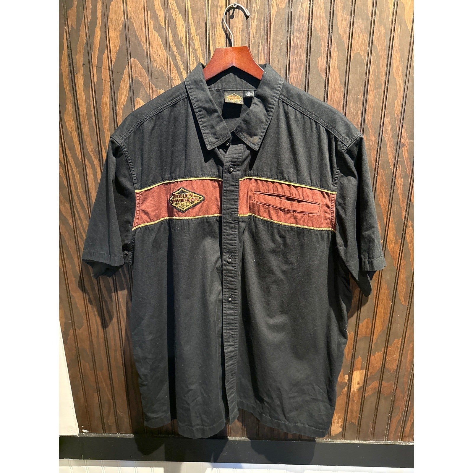 Harley Davidson Mens Black Short Sleeve Button Down Biker Shirt 3XL 27x32