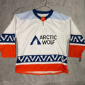 Arctic Wolf Hockey Jersey Mens Large 01 End Cyber Risk White Blue Orange