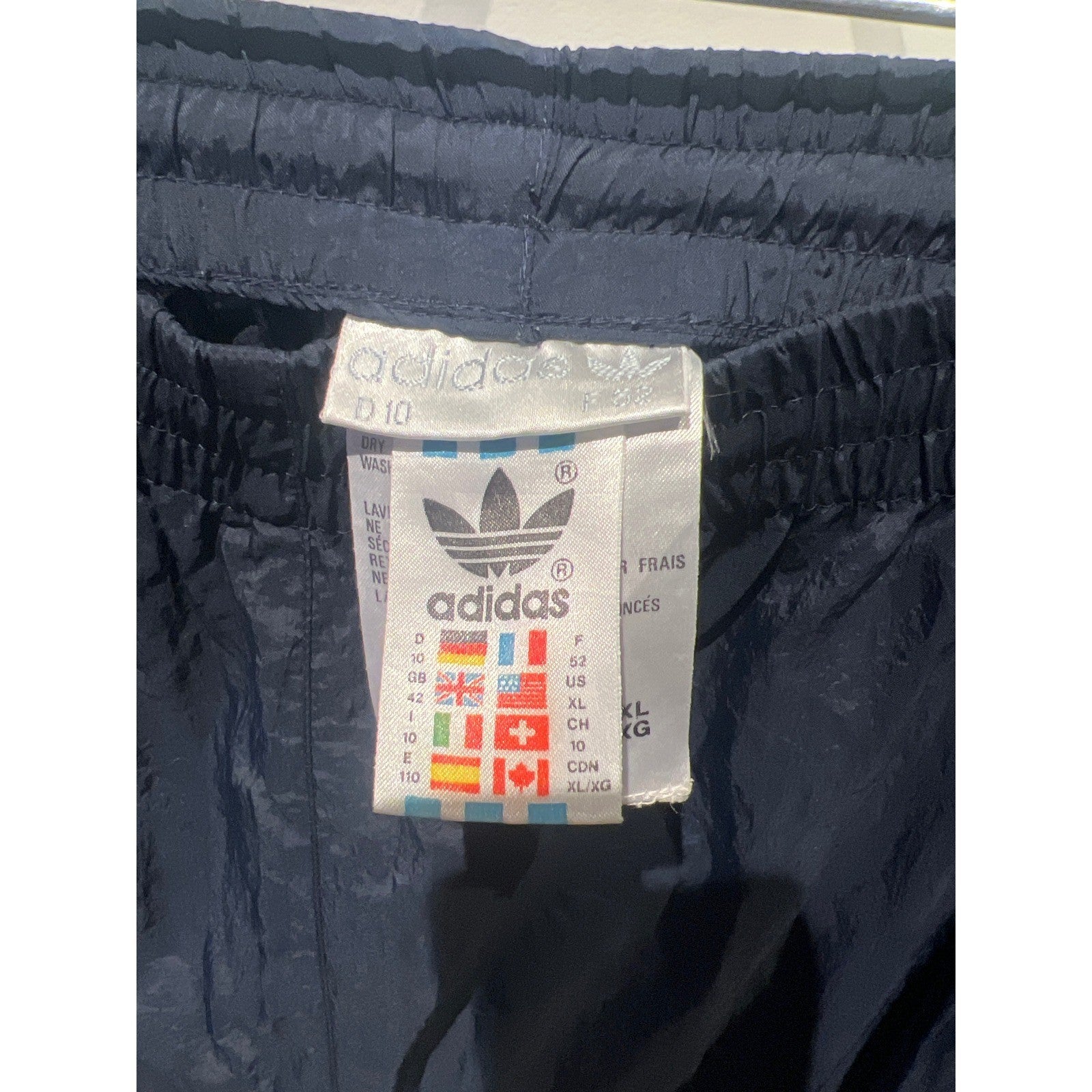 Adidas Originals Mens Navy Blue Nylon Windbreaker Track Pants Trefoil Logo XL