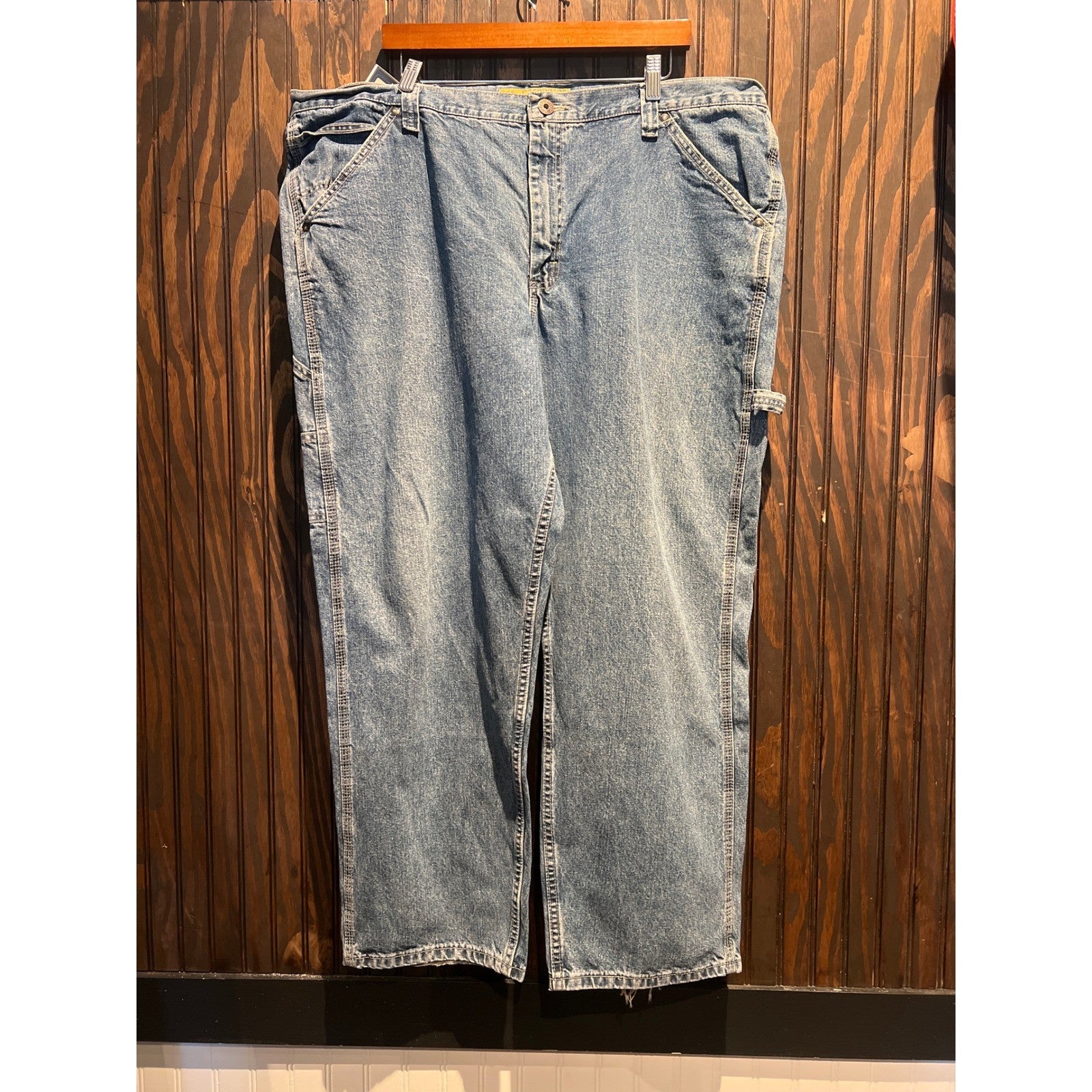 Lee Dungarees Carpenter Jeans Mens 44x30 Light Wash Denim Utility Work Pants