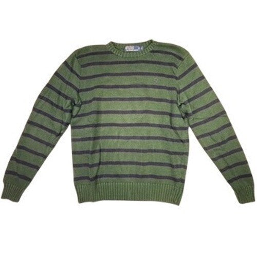 Polo Ralph Lauren Green Navy Striped Crewneck Sweater Mens L