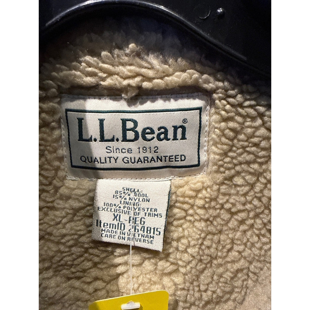 LL Bean Mens XL Tall Gray Wool Blend Sherpa Fleece Lined Full Zip Vest Outdoor