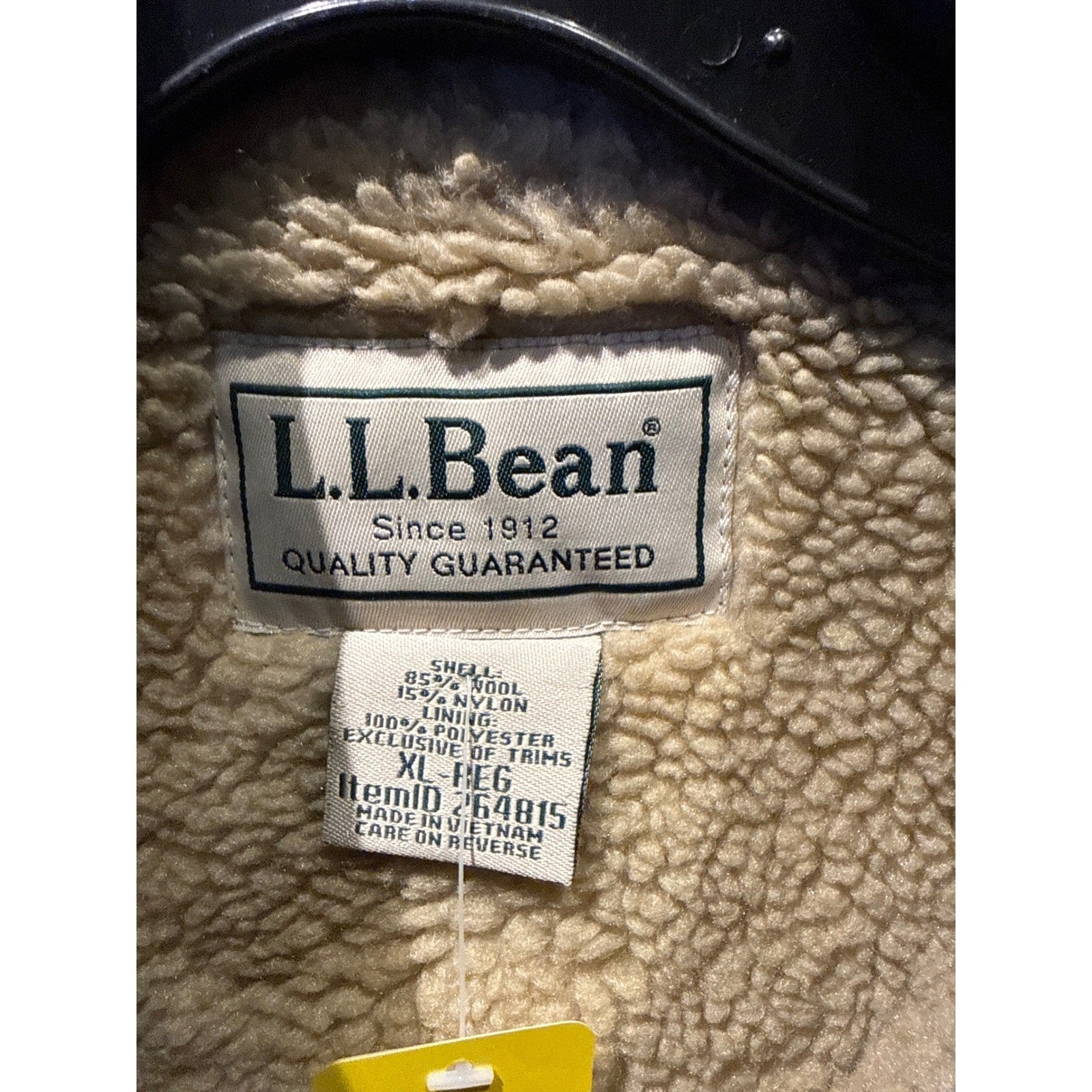 LL Bean Mens XL Tall Gray Wool Blend Sherpa Fleece Lined Full Zip Vest Outdoor