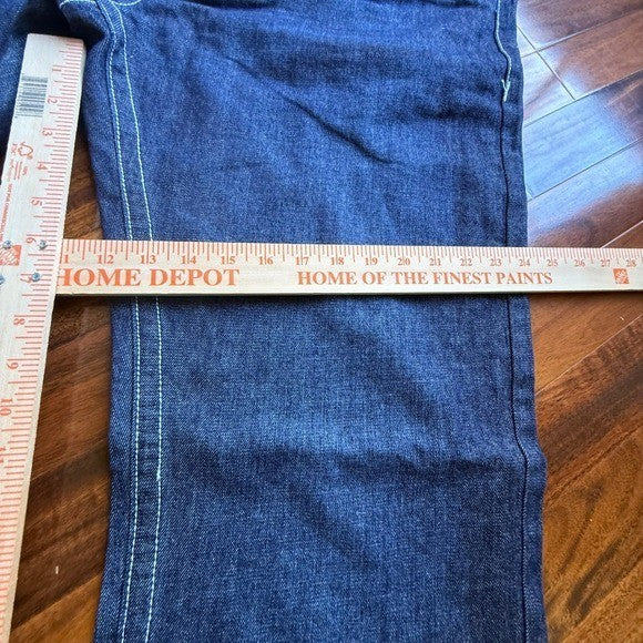 True Religion Joey Super T Indigo Blue Contrast Stitch Flare Jeans Mens 42x34