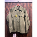 Vintage Work Clothes Olive Green Military Style Utility Button Down Shirt 23x28