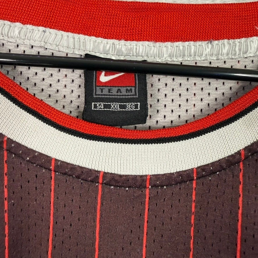 Chicago Bulls Scottie Pippen 33 Red Pinstripe Basketball Jersey Team Size 54