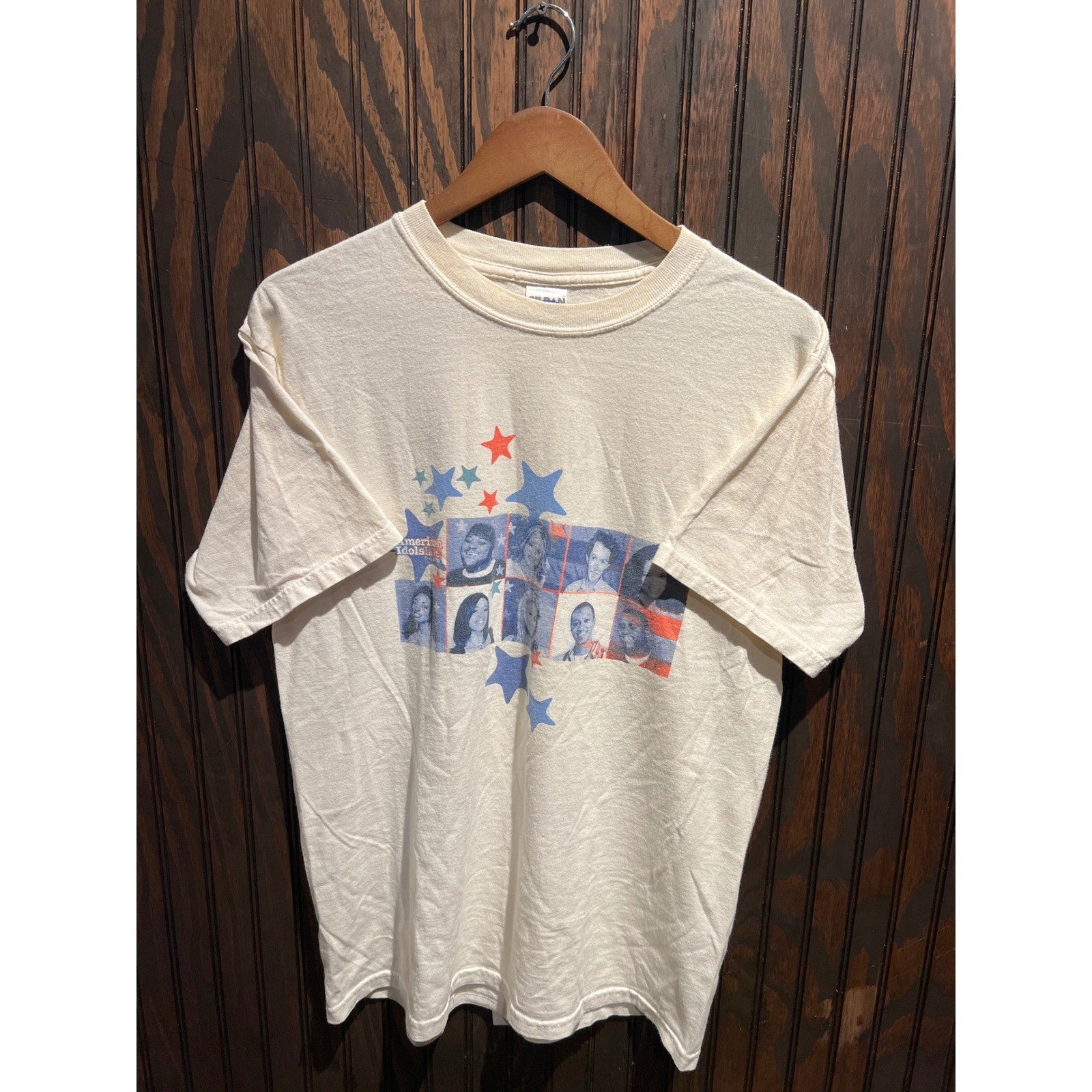 Vintage 2003 American Idol Season 2 Live Tour T-Shirt Cream Mens L Ruben Clay
